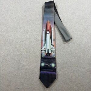 Ralph Marlin NASA Space Shuttle Discovery Tie Mens OS Multicolor 1989 Vintage